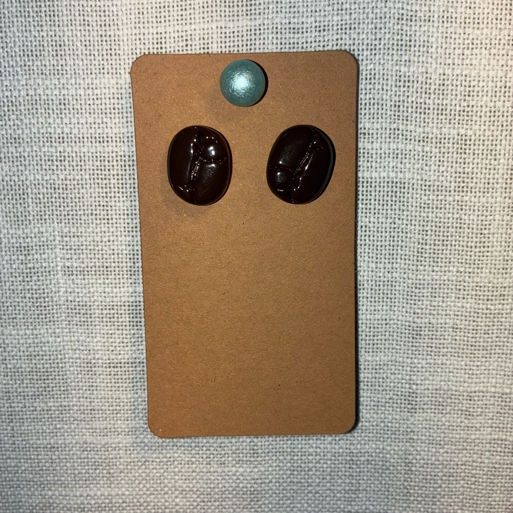 Brown Oval Coffee Bean Earrings